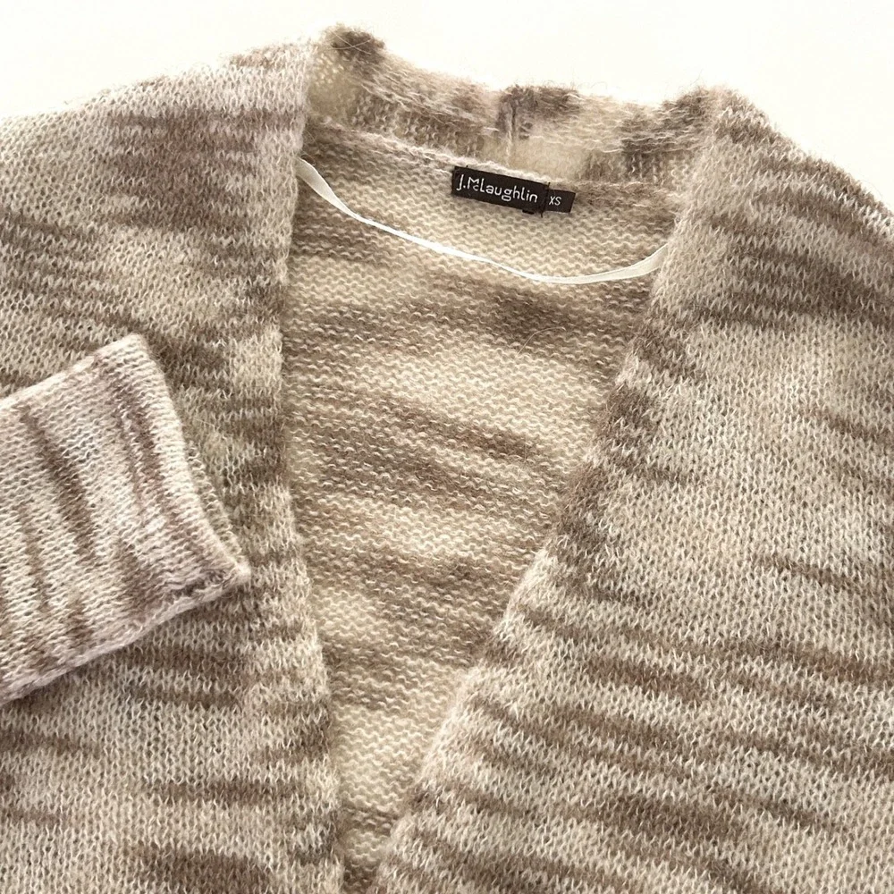 J. McLaughlin Women XS Tan Multicolor Linley Alpaca Wool Cardigan Sweater NWOT